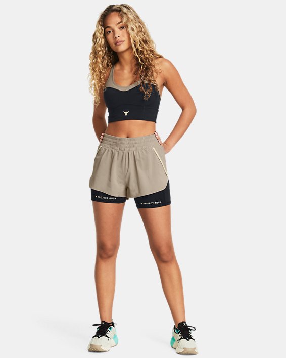 Women's Project Rock Flex Woven Leg Day Shorts in Brown image number 2